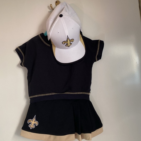 NFL NEW ORLEANS SAINTS DRESS, TOP , THIGHS, TURTLENECK AND HAT. GIRL SIZE 3T . - Picture 2 of 16